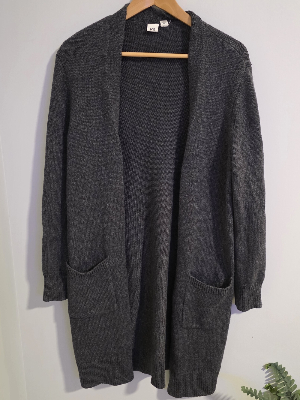 tentree Women’s Small Long Open Front Cardigan Charcoal Gray Wool Blend
